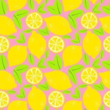 Lemon seamless pattern. Bright summer design. Vector illustration. Stock Illustration