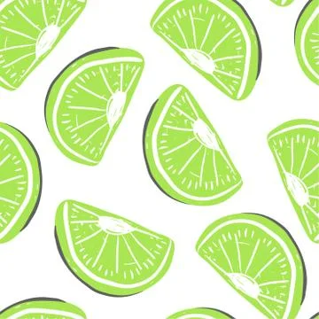 Lemon seamless pattern. Fresh lime tropical fruits summer detox Stock Illustration
