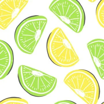 Lemon seamless pattern. Fresh lime tropical fruits summer detox Stock Illustration