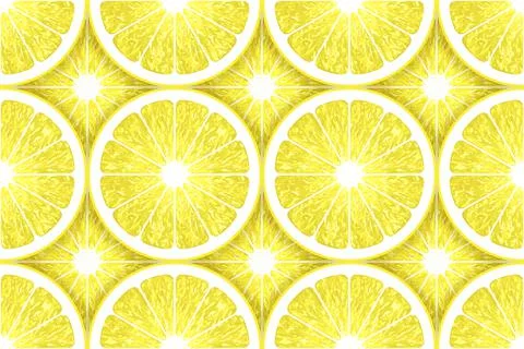 Lemon seamless pattern. Fruit ornament. Lemon slices. Juice. Vitamin. Stock Illustration