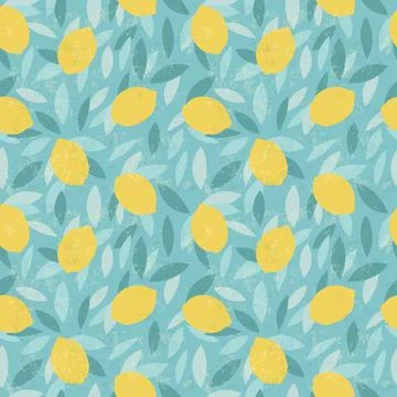 Lemon seamless pattern illustration. Summer design repeated textile Stock Illustration