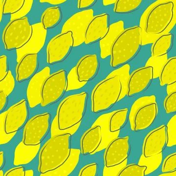 Lemon seamless pattern. Print with citrus fruits collection. Stock Illustration