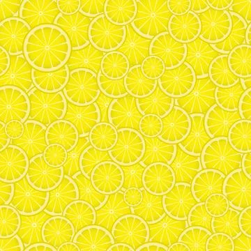 Lemon seamless pattern slices of ripe yellow lemons. Stock Illustration