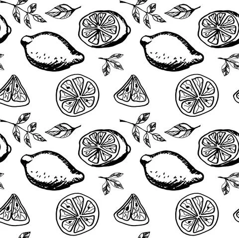 Lemon Seamless Pattern, summer fruit design Stock Illustration