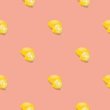 Lemon seamless pattern. Vegan organic eco fruit background. vector illustration. Stock Illustration