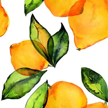 Lemon seamless pattern with watercolor Stock Illustration