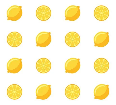 Lemon Seamless Pattern on White Background. Vector Ilustração Stock