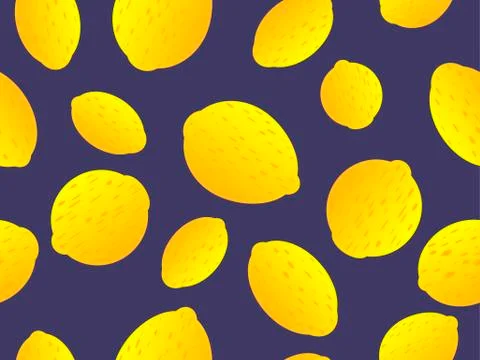 Lemon seamless pattern. Yellow gradient lemon on black background  for brochu Stock Illustration