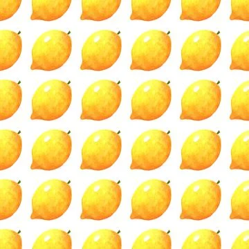 Lemon seamless watercolor pattern. Fresh juicy citrus on white background Stock Illustration