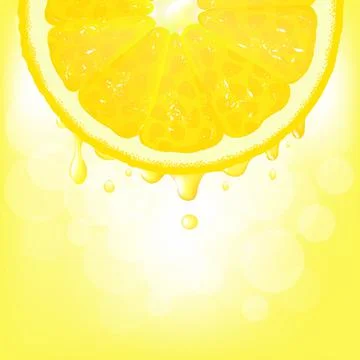 Lemon Segment With Juice And Bokeh Illustrazione stock