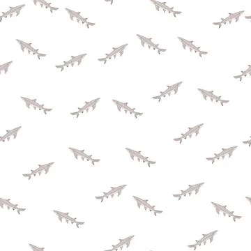 Lemon shark seamless pattern in scandinavian style. Marine animals background Illustrazione stock