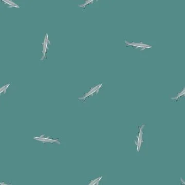 Lemon shark seamless pattern in scandinavian style. Marine animals background 스톡 일러스트