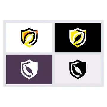 Lemon Shield Logo Design Set Stock Illustration