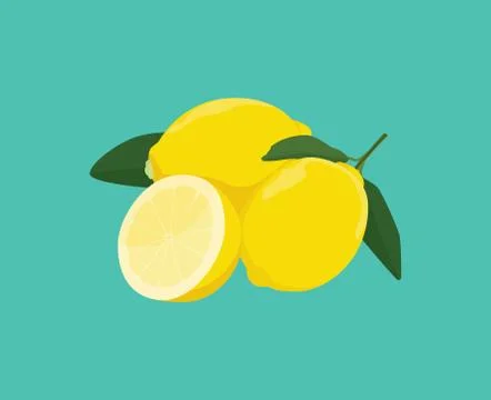 Lemon single isolated object with vector graphic Stock Illustration