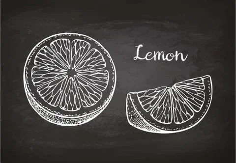 Lemon sketch on chalkboard Stock Illustration