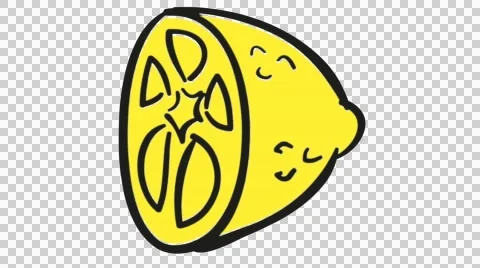 Lemon Slice cartoon vector hand drawn illustration animation sketch transparent Stock Footage 44930549