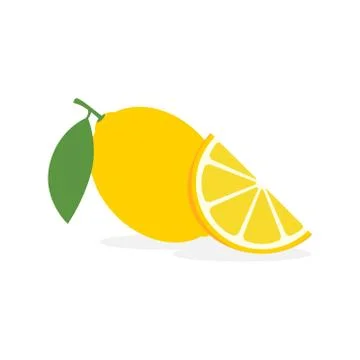 Lemon slice citrus fruit flat icon. Vector lemon half cut logo, yellow simple Illustrazione stock