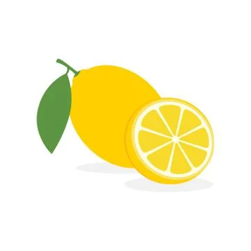 Lemon slice citrus fruit flat icon. Vector lemon half cut logo, yellow simple Stock Illustration