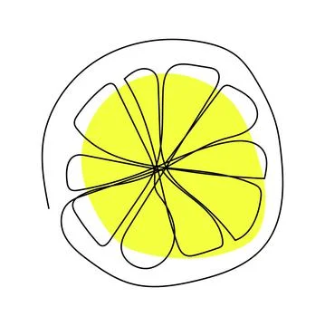 Lemon slice. Continuous one line drawing. Stock Illustration
