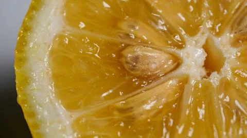 Lemon slice cut juice seed inside Stock Photos