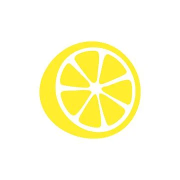 Lemon slice with eight segments in vibrant yellow cartoon style Illustrazione stock