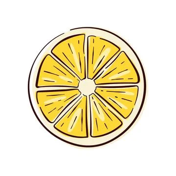 Lemon slice in flat style. Perfect for food citrus drink, healthy lifestyle Stock Illustration