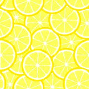 Lemon slice fruit citrus seamless bright pattern Stock Illustration