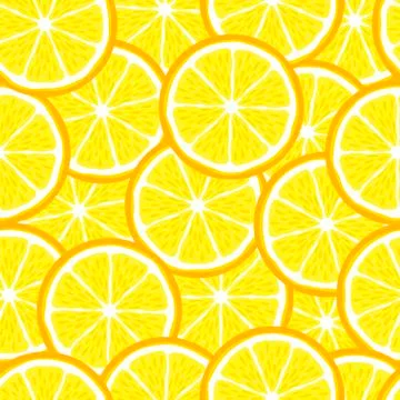 Lemon slice fruit citrus seamless bright pattern Stock Illustration