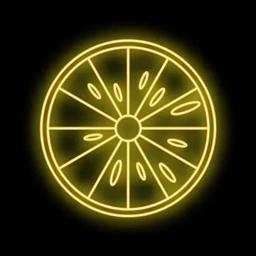 Lemon slice glowing neon light icon design Stock Illustration