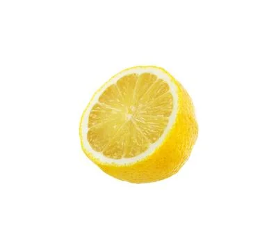 Lemon slice. Half of  lemon citrus fruit isolated on white Stock Photos