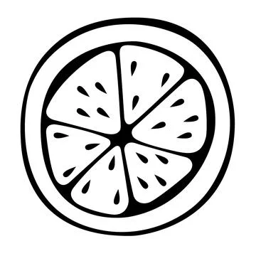 Lemon slice hand drawn vector isolated on white background. Stock Illustration