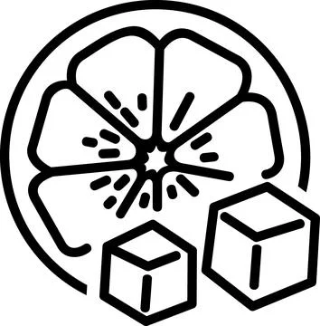 Lemon slice with ice cubes graphic icon Stock Illustration