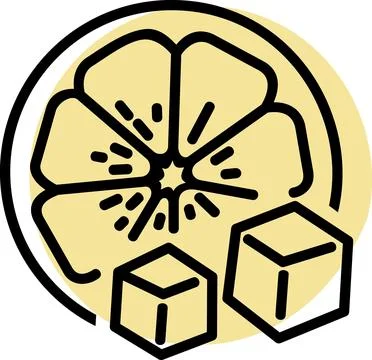 Lemon slice with ice cubes graphic Stock Illustration