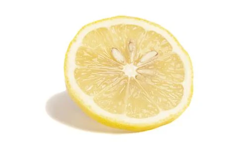 Lemon slice, isolated on a white background. Stock Photos