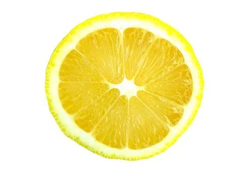 Lemon slice isolated on white background. Top view.  Stock Photos