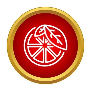 Lemon slice with leaf symbol in red circle Stock Illustration