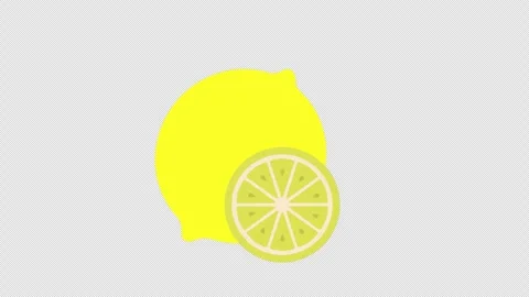 A lemon with a slice of lemon concept animation with alpha channel Stock Footage 266003218