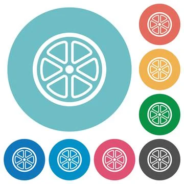 Lemon slice outline flat round icons Illustrazione stock