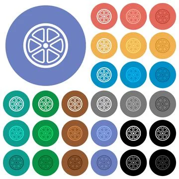 Lemon slice outline round flat multi colored icons Illustrazione stock