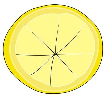 Lemon slice outlined isolated on white background 스톡 일러스트