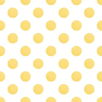 Lemon slice pattern repeating on white background Stock Illustration