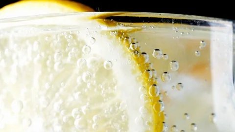 Lemon slice in soda water. Stock Footage 87188290