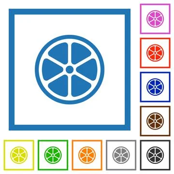Lemon slice solid flat framed icons Stockillustratie