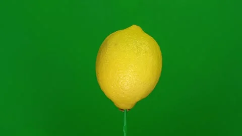 Lemon slice spin on green screen Stock Footage 143517811