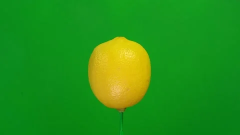 Lemon slice spin on green screen Stock Footage 143517947