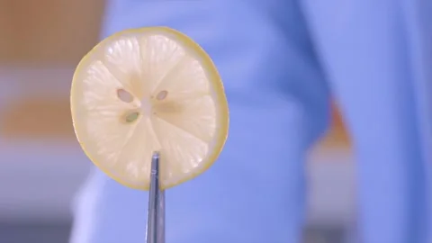Lemon slice is spinning. Stock Footage 133021518