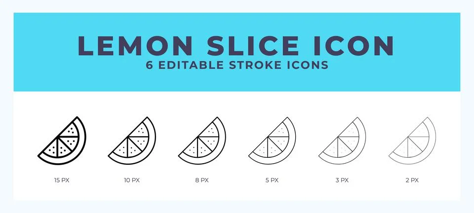 Lemon slice vector icon for web and app. Editable stroke vector illustration Stock Illustration