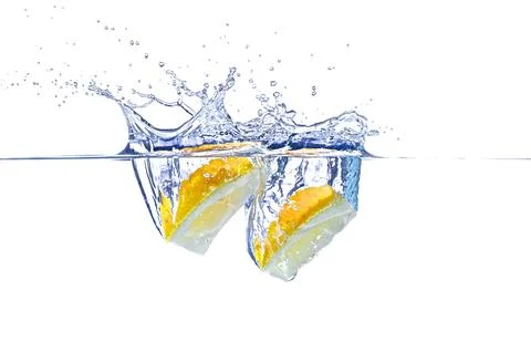 Lemon Slice Water Dance Stock Photos