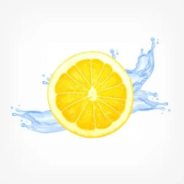 Lemon slice with water Stock Illustration