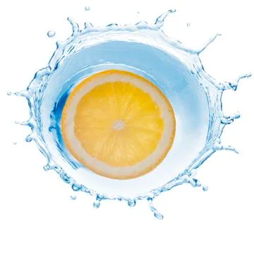 Lemon slice in water splash Stock Photos